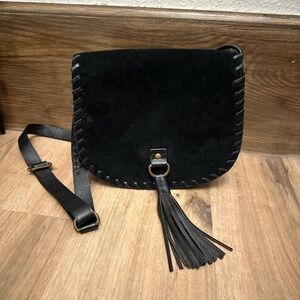 NWT Moonday Black Suede Crossbody Bag with Tassel